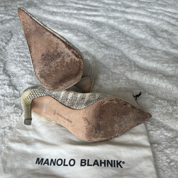 Gorgeous EU 40.5 cream snakeskin Manolos! 100cm heel - Picture 4 of 5
